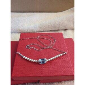 Sweet Sixteen Necklace with 925 Silver and Aquamarine and Faux Pearls